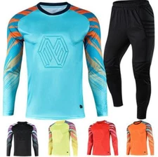 New Men's GK Soccer Training Kit Football Goalkeeper Padded Jersey+Trousers Gift