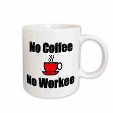 3dRose No Coffee, No Workee, Red Mug