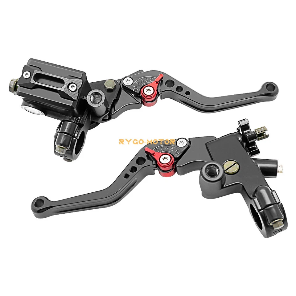 Universal Motorcycle 7/8'' CNC Brake Clutch Master Cylinder Lever Set Reservoir - Image 2 of 4