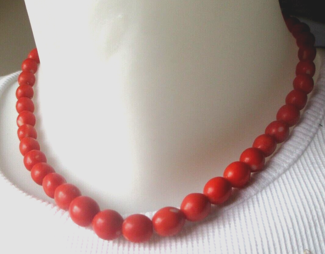 Collier Vintage Perle De Porcelaine Noire - Attache Argent, Occasion, Référence 4931