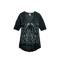 Harley-davidson Women's Raglan Stud Accent Tee 96042-17vw Harley-davidson Women's Raglan Stud Accent Tee 96042-17vw