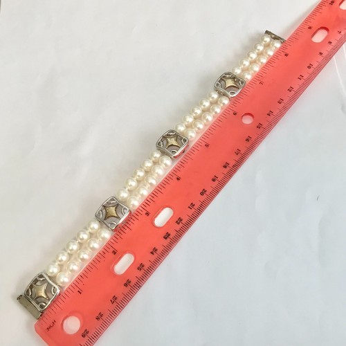 Vintage Sterling Silver White Pearl Bracelet Ross & Simons Estate Double Strand - Picture 15 of 22