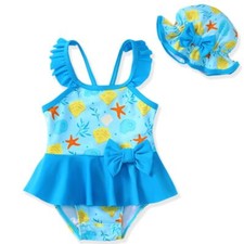 Mikrdoo Baby Girl Swimsuit 6-12 Months Ruffled Bikini Tankini Swimsuit Infant
