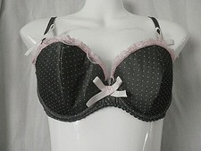 New With Tags Agent Provocateur Bra Size 34C Grey With Pink Lace  Bow