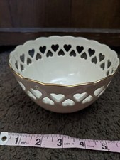 Vintage Lenox Heart Collection Bowl with Heart Cut Outs Gold Rim Made in USA
