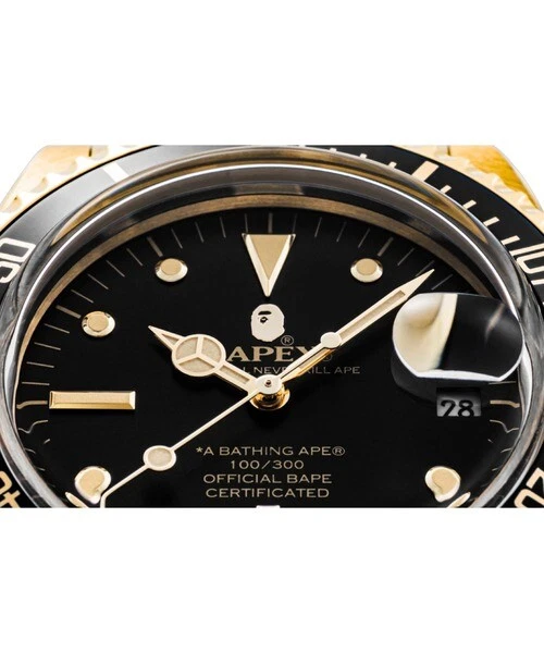 A BATHING APE (BAPE) Orologio Uomo A BATHING APE CLASSIC TYPE 1 BAPEX Oro Nero Acciaio Inox JP