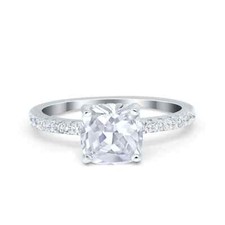 Vintage Cushion Cut Engagement Ring Simulated CZ 925 Sterling Silver