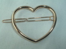 HEART GOLD TONE METAL HAIR BARRETTE HAIR ACCESSORY