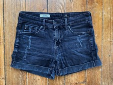 AG ADRIANO GOLDSCHMIED The Hailey Ex-Boyfriend Roll-Up Black Shorts Sz 24