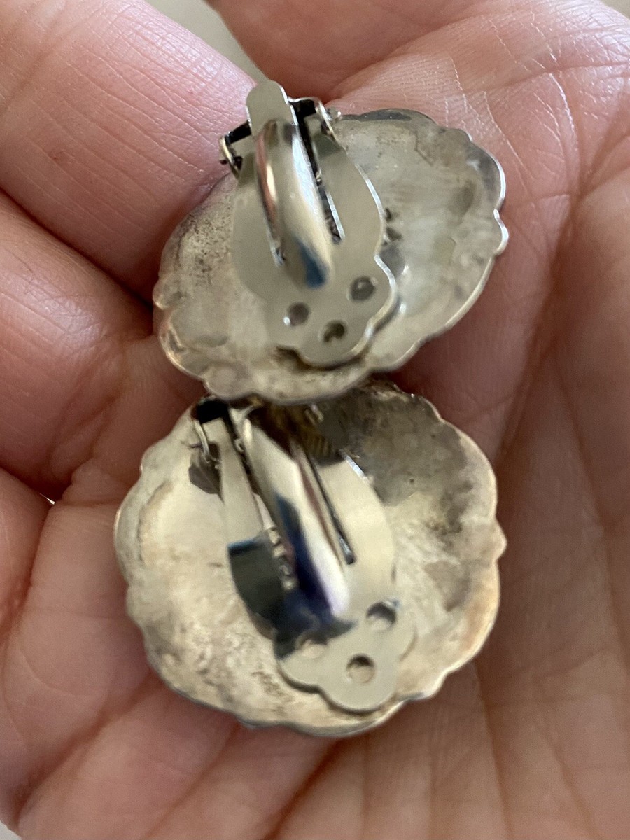 Vintage Sterling Silver Clip Earrings 925 Taxco Mexico TM
