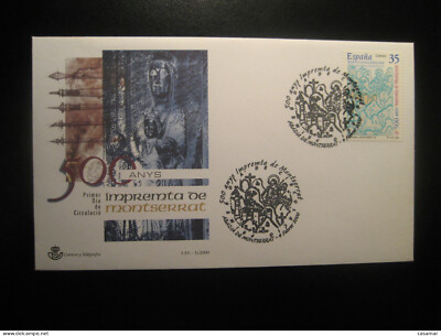 ABADIA DE MONTSERRAT 2000 Montserrat 500 Anys Impremta Printing Press FDC Cancel