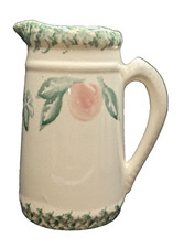 Crock Shop Santa Ana CA Peach & Ivy Spongeware Pitcher Studio Pottery 20oz READ