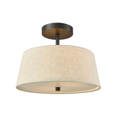 Morgan 2 Light Semi Flush Mount In Oil Rubbed Bronze With Beige