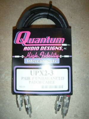 Pair 3' RCA Jack Unbalanced Patch Cable by Quantum Audio Designs model UPX2-3