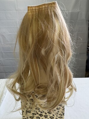 Hair Extensions by Sarla 14'' gold & Light Blonde Synthetic Hair + Comb Clip Ext.