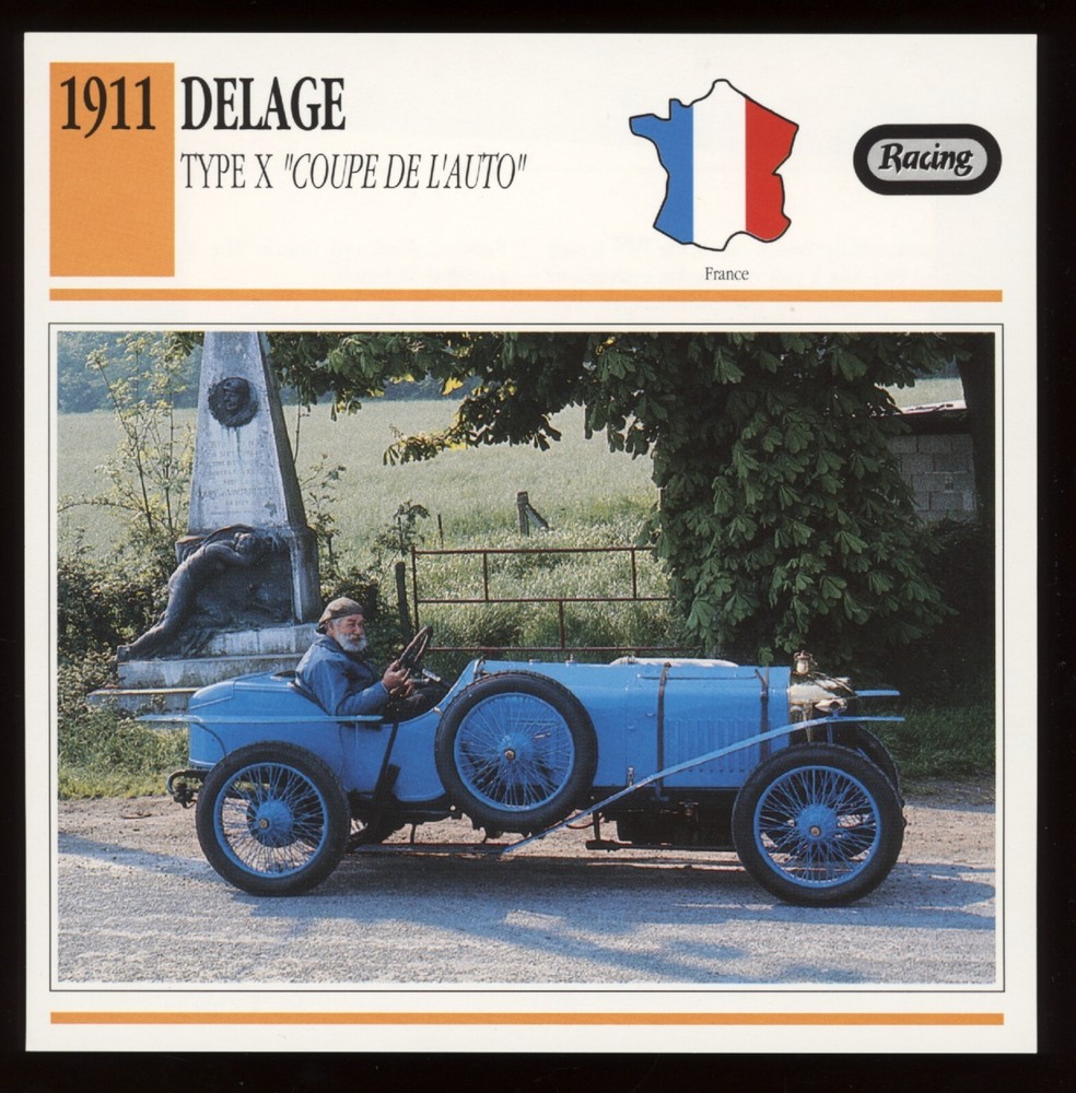 1911  Delage  Type X  Coupe De L'Auto  Racing  Classic Cars Card