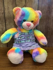 2012 Build A Bear Rainbow Plush Toy Stuffed Animal 16" Tie Dye Teddy Bear
