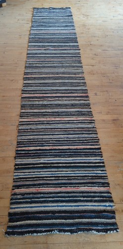 Antique Imported Swedish Hand Made Rag Rug Runner (27.5" x 150" ) As Shown - Picture 1 of 14