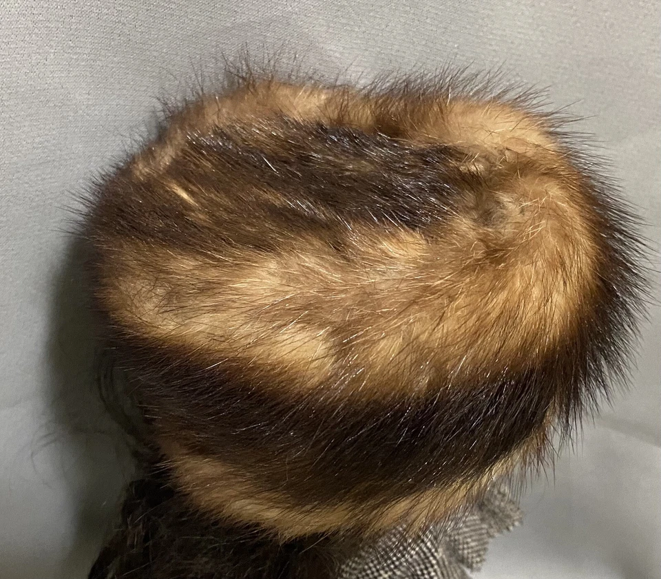 Vintage Hand Made Natural Mink Fur Hat Doll's Hat with 100 % Silk Lining Foto 4 de 4
