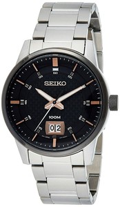 Seiko SUR285P1 Stainless Steel Quartz Black Dial Silver Tone Round Men's  Watch | eBay