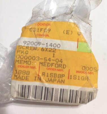 Kawasaki ZG1000, ZG1200,KAF620 Screw 6X22 NOS 92009-1400 (L-2258