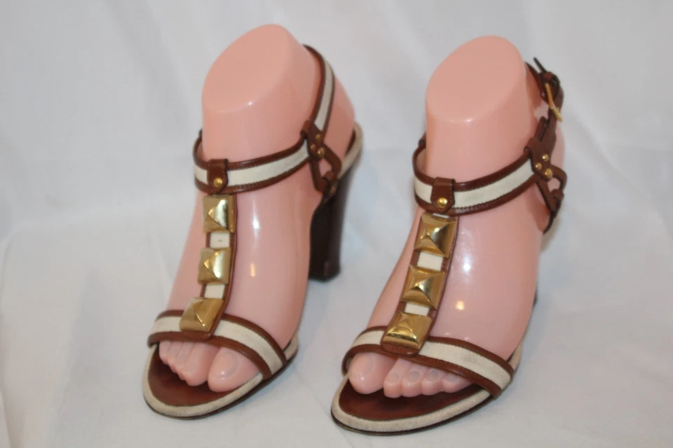 Женские сандалии Giuseppe Zagnotti размер 6,5 коричневые золотистые с ремешками на каблуке - Изображение 4 из 4