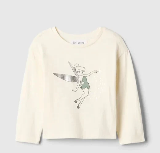 NWT Baby Gap Girls T-Shirt Disney Tinker Bell ivory metallic accents u pick size