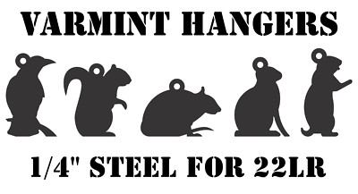 1/4'' 22LR Steel Shooting Targets - 5pc Varmit/Animal Silhouette - PLATES ONLY