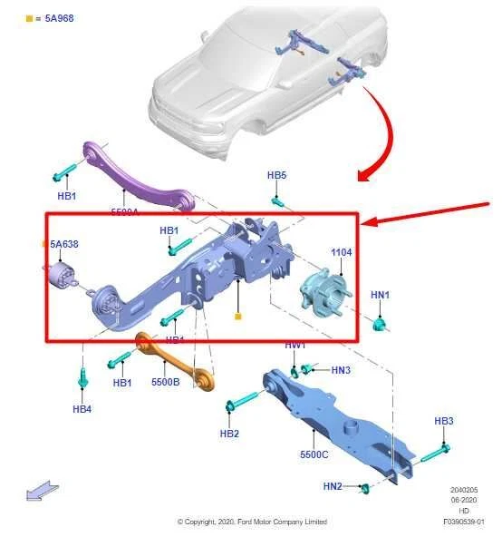 Buje nudillero eje lateral derecho Ford Bronco Sport RR 2021-2024 LX61-5968-AMF OEM Foto 2 de 4