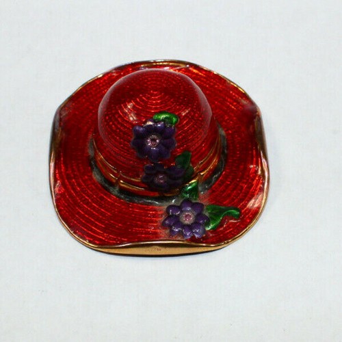 Rotes Kleid Hut Schmuckkästchen Geheimfach 2" x 2" Strass Blumen - Bild 1 von 6