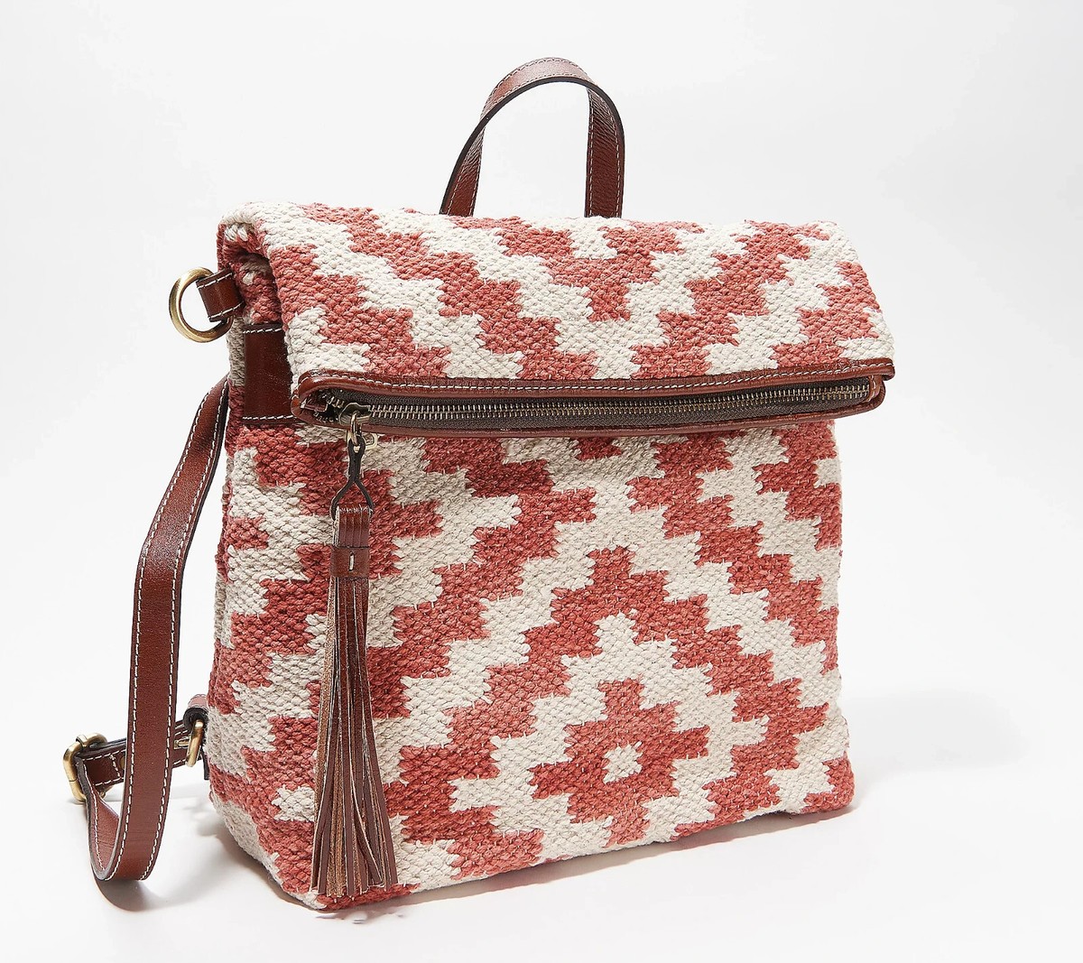 Patricia Nash Woven Casoli Convertible Shoulder Backpack Leather Carpet Bag Patricia Nash Casoli Convertible Woven Leather Backpack  main image 2