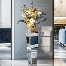 große Dekovase aus Glas Bodenvase 71 cm Blumenvase Trockenblumen Gras Äste LUXUS