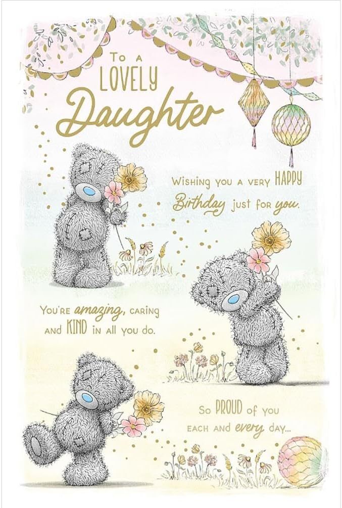 Bear With Flowers Storyboard Lovely Daughter Birthday Card - Image 2
