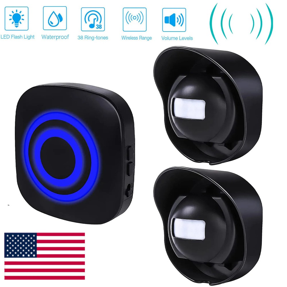Waterproof 656ft Wireless Driveway Alarm Motion Sensor Alarm Indoor Outdoor H2C8