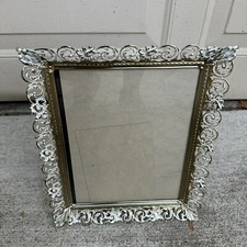 VTG Filigree Picture Photo Frame 8x10 Inch Brass Gold Metal Ornate Standing READ