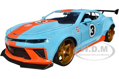 2016 CHEVROLET CAMARO WIDEBODY #3 LIGHT BLUE ''GULF'' 1/24 DIECAST BY JADA 35209