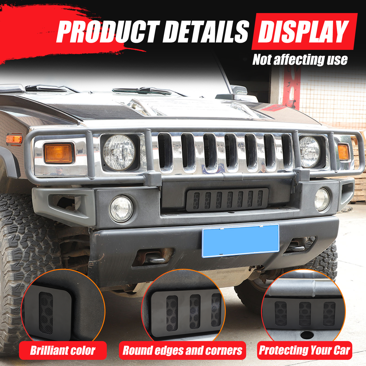 For Hummer H2 2003-09 Black Aluminum alloy Front Bumper Lower