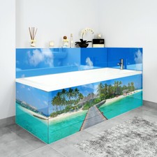 Bath Panels Printed on Acrylic - Caribbean Jetty With Beach Hut