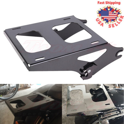 Black Detachable Two-Up Tour-Pak Pack Mounting Rack For Harley Touring 2014-18