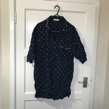 Marks  Spencer Pyjama Top Size Medium 12 14 Navy Blue White Polka Dot Short