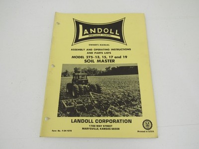 Landoll 275 13 15 17 19 Soil Master Owner's Manual