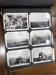 VTG 1920- 40’s Photo Album Black and White 85 Snapshots military Wood Album