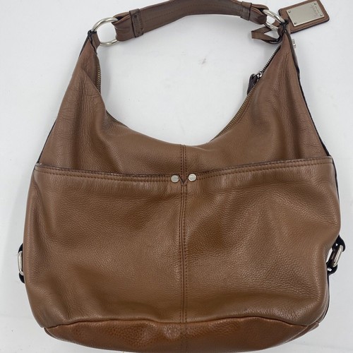 Tignanello purse brown/tan leather shoulder strap with zipper some pockets - Picture 3 of 9