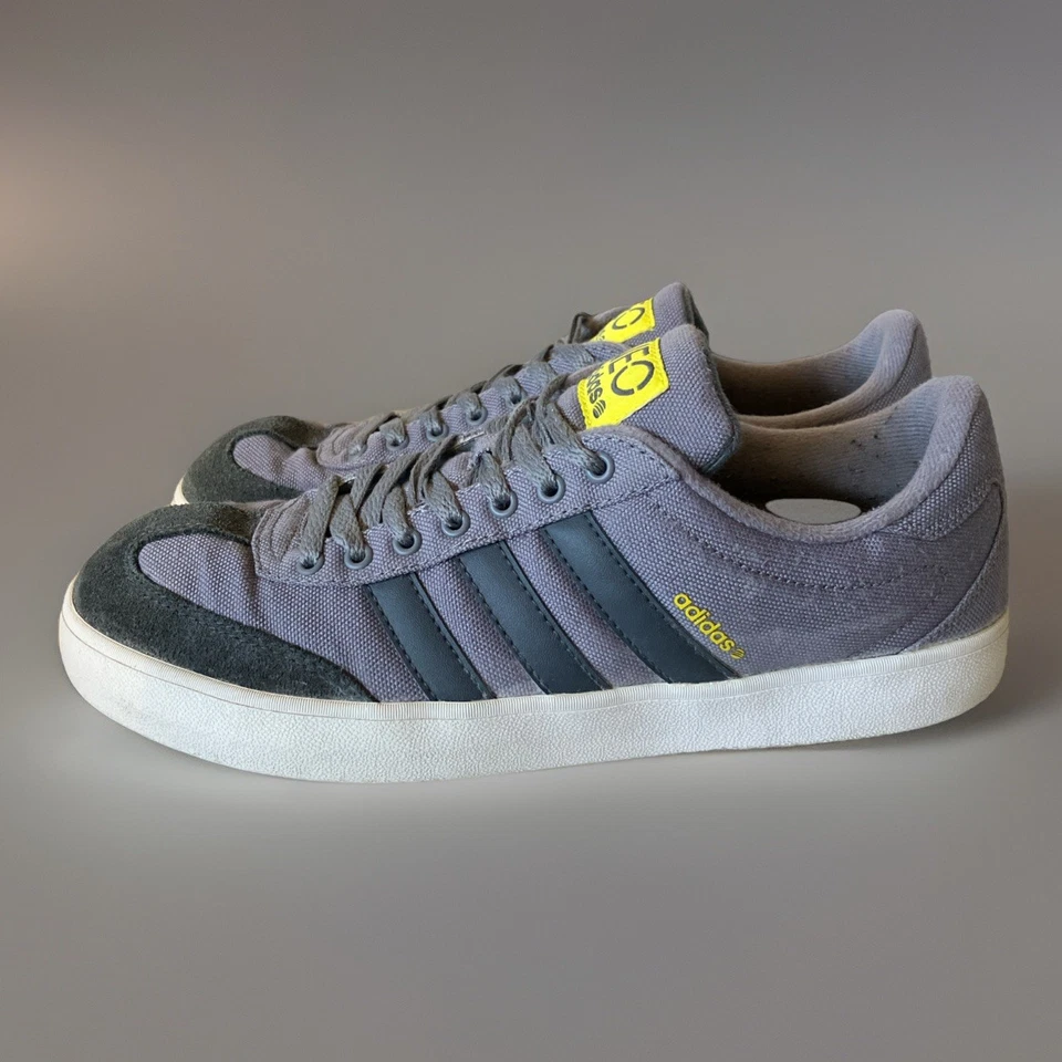 Adidas NEO Label Dark Gray Canvas Skateboard Shoes Men's Size 8 Yellow Accents - Image 4 of 4