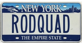 99 CENT SALE 2001 Base New York Vanity License Plate #ROD QUAD No Reserve