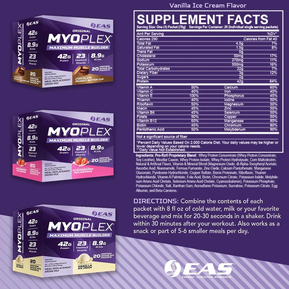EAS Original Myoplex Maximum Muscle Builder, Mistura de Proteínas de Substituição de Refeição | Q... - Imagem 2 de 4