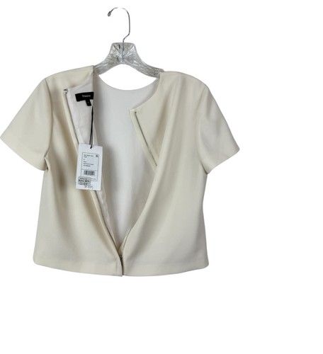 Theory Women's Petite Short Sleeve Crop Top Blouse Admiral Crepe O0109529 $265 - Picture 4 of 9