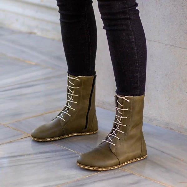 Женские кожаные сапоги на шнуровке босиком - Изображение 3 из 4