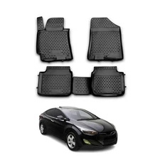 OMAC Floor Mats Liner for Hyundai Elantra 2011-2016 Black TPE All-Weather 4 Pcs