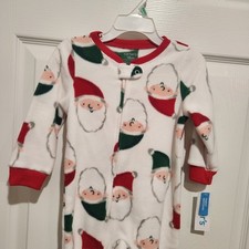 NWT 18 Months Carters Fleece Santa Pajamas Feet Christmas Zipper New One Piece